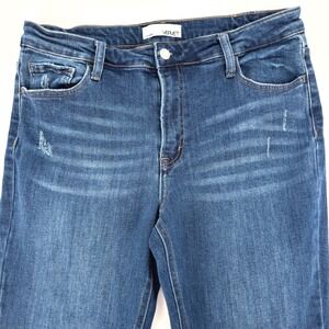 Vervet Distressed High Rise Flare Full Length Jeans Medium Wash Womens Sz 14